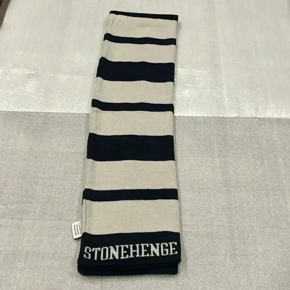 [7*56”]Stonehenge 100 Acrylic Black/Gray White  Band Men Scarf - Picture 2 of 3